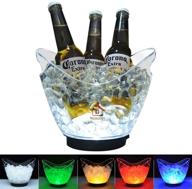 🍾 teckcool led ice buckets - clear acrylic 3l cooler bucket with color-changing led lights - perfect for champagne, wine, beer bottles, drinks - powered by 2 aa batteries - holds 4 full-sized bottles & ice логотип