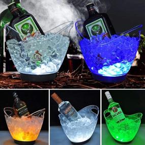 img 1 attached to 🍾 TECKCOOL LED Ice Buckets - Clear Acrylic 3L Cooler Bucket with Color-Changing LED Lights - Perfect for Champagne, Wine, Beer Bottles, Drinks - Powered by 2 AA Batteries - Holds 4 Full-Sized Bottles & Ice