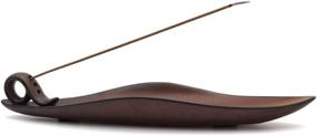 img 4 attached to 🍃 Decorative Leaf-Shaped Ceramic Incense Stick Burner Holder, 9 Inch Ash Catcher Tray