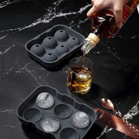 img 3 attached to Premium Dark Grey Ice Cube Trays: Silicone Ball Maker with Lid, Large Square Molds | 2Pack 24 Cubes per Tray! Perfect for Cocktails, Whiskey, Baby Food | Includes Stainless Steel Ice Tongs