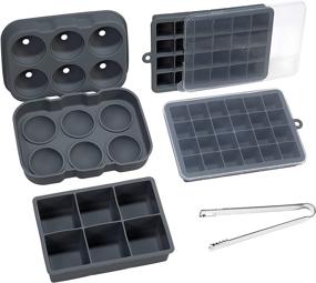 img 4 attached to Premium Dark Grey Ice Cube Trays: Silicone Ball Maker with Lid, Large Square Molds | 2Pack 24 Cubes per Tray! Perfect for Cocktails, Whiskey, Baby Food | Includes Stainless Steel Ice Tongs