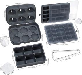 img 1 attached to Premium Dark Grey Ice Cube Trays: Silicone Ball Maker with Lid, Large Square Molds | 2Pack 24 Cubes per Tray! Perfect for Cocktails, Whiskey, Baby Food | Includes Stainless Steel Ice Tongs