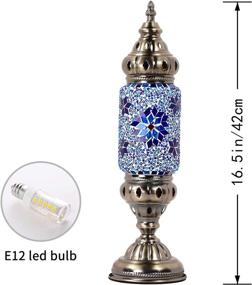 img 3 attached to 💠 Exquisite Turkish Handmade Mosaic Glass Table Lamp with Blue Flower Design - Stunning Decorative Desk Light and Moroccan Lantern