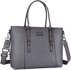 img 4 attached to MOSISO PU Leather Laptop Tote Bag For Women (13-13