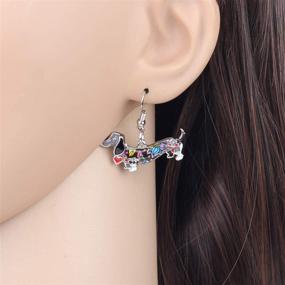 img 1 attached to 🐶 Novelty Funny Charms: BONSNY Enamel Alloy Dachshund Dog Pets Earrings - Original Design, Perfect for Women and Kids Jewelry