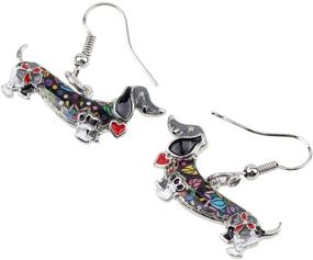 img 3 attached to 🐶 Novelty Funny Charms: BONSNY Enamel Alloy Dachshund Dog Pets Earrings - Original Design, Perfect for Women and Kids Jewelry