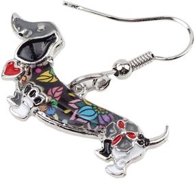 img 2 attached to 🐶 Novelty Funny Charms: BONSNY Enamel Alloy Dachshund Dog Pets Earrings - Original Design, Perfect for Women and Kids Jewelry