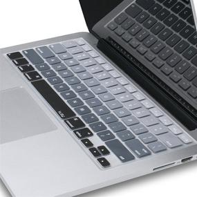 img 3 attached to Kuzy - MacBook Keyboard Cover for Older Version MacBook Pro 13, 15, 17 inch & MacBook Air 13 inch, iMac Wireless Keyboard - Ombre Gray Silicone Skin Protector