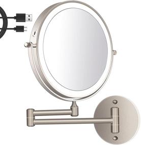 img 4 attached to 💄 Amelar 8 Inch Wall Mounted Makeup Mirror USB Rechargeable LED 3 Color Lights: Perfect Vanity Mirror for Bathroom and Hotel Use