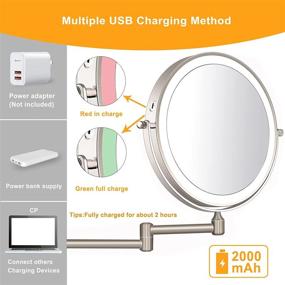 img 3 attached to 💄 Amelar 8 Inch Wall Mounted Makeup Mirror USB Rechargeable LED 3 Color Lights: Perfect Vanity Mirror for Bathroom and Hotel Use