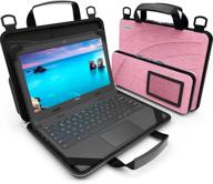 🎒 uzbl always-on pouch work-in-case for 11-11.6 inch chromebook and laptops - optimized for students, classrooms, and business with pink fabric and id slot logo