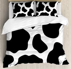 img 1 attached to Ambesonne Cow Print Duvet Cover Set, Animal Hide with Dark Spots, Abstract Barnyard Life Design, 3 Piece Bedding Set with 2 Pillow Shams, King Size, Black and White