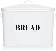 🍞 modern farmhouse decor bread box for kitchen countertop - e-far white metal bread bin holder with extra large high capacity storage container - holds 2+ loaves - vintage style - 13 x 9.8 x 7.3 inches логотип