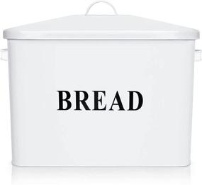 img 4 attached to 🍞 Modern Farmhouse Decor Bread Box for Kitchen Countertop - E-far White Metal Bread Bin Holder with Extra Large High Capacity Storage Container - Holds 2+ Loaves - Vintage Style - 13 x 9.8 x 7.3 Inches