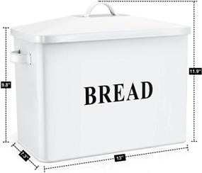 img 3 attached to 🍞 Modern Farmhouse Decor Bread Box for Kitchen Countertop - E-far White Metal Bread Bin Holder with Extra Large High Capacity Storage Container - Holds 2+ Loaves - Vintage Style - 13 x 9.8 x 7.3 Inches