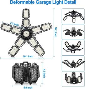 img 2 attached to 🔦 High-Performance Deformable LED Garage Lights (2-Pack) - Powerful 180W, 18000LM, 10 Adjustable Panels - Perfect for Garage, Basement, Attic, Warehouse - Alicosoty