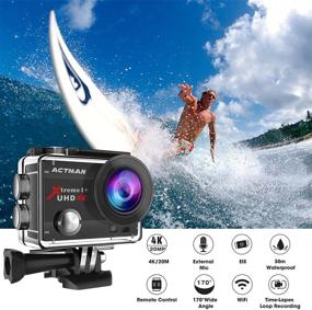 img 2 attached to 📷 4K 20MP Action Camera 30FPS ACTMAN 40M Underwater Waterproof Camera – 2 Batteries, Dual Microphone, Remote Control, Upgraded EIS, WiFi – Sport Cam with Bicycle & Helmet Mounting Accessories Kit