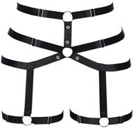 🖤 adjustable black and silver gothic punk carnival leg lingerie harness garter belt with soft elasticity logo