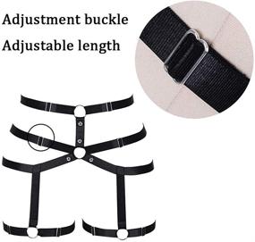 img 2 attached to 🖤 Adjustable Black and Silver Gothic Punk Carnival Leg Lingerie Harness Garter Belt with Soft Elasticity
