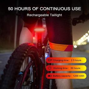 img 2 attached to 🚴 Ovetour Rechargeable Bike Tail Light 2 Pack - 1200mAh, 50 Hours Runtime, Ultra Bright LED Rear Light, 5 Light Modes, IPX5 Waterproof (Includes 2 USB Cables)