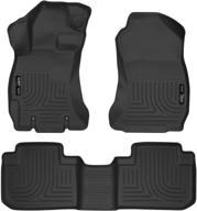 husky liners 99881 weatherbeater front & 2nd seat floor liners in black, compatible with 2014-2018 subaru forester logo