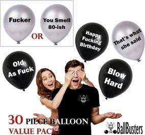 img 3 attached to 🎈 BallBusters Presents: 30 PC Funny Adult Birthday Balloons, Perfect Gag Gift for Men Birthdays – Black & Silver Balloons!