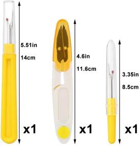 img 3 attached to 🧵 2-Piece Seam Ripper and Thread Remover Set - Includes 1 Large and 1 Small Yellow Sewing Stitch Thread Remover with Scissors - Handy Stitch Rippers for Sewing and Crafting - Perfect for Removing Threads