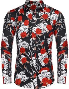 img 3 attached to COOFANDY Floral Sleeve Casual 01_White Men's Clothing and Shirts