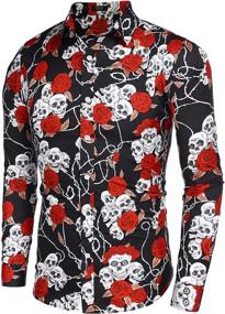 img 2 attached to COOFANDY Floral Sleeve Casual 01_White Men's Clothing and Shirts