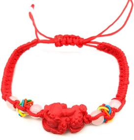 img 3 attached to Enhance Your Luck and Wealth with MANRUO Feng Shui Red String Bracelet featuring Cinnabar Pi Xiu/Pi Yao Amulet