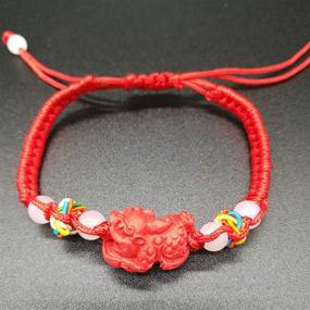 img 1 attached to Enhance Your Luck and Wealth with MANRUO Feng Shui Red String Bracelet featuring Cinnabar Pi Xiu/Pi Yao Amulet