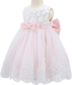 img 2 attached to 👗 Bow Dream Lace Baby Girl Dress: Enchanting Headband, Butterfly Flower Applique - Perfect for Wedding Party and Formal Occasions