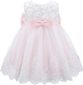 img 3 attached to 👗 Bow Dream Lace Baby Girl Dress: Enchanting Headband, Butterfly Flower Applique - Perfect for Wedding Party and Formal Occasions