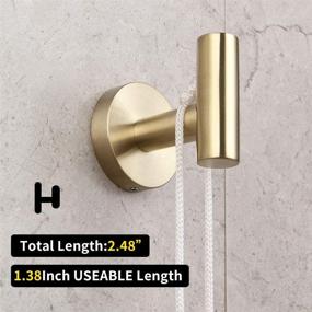 img 1 attached to 🧲 GERZWY Bathroom Brushed Gold Coat Hook - SUS 304 Stainless Steel, Single Towel/Robe Clothes Hook for Bath or Kitchen, Contemporary Hotel Style Wall Mounted (Pack of 2), AG1107B-BZ