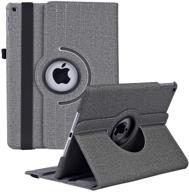 🎉 360 degree rotating denim fabric case for new ipad 9th / 8th / 7th generation - auto wake/sleep, gray-black logo