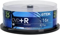 tdk 16x dvd+r (25 упаковок): высокоскоростные диски объемом 4,7 гб для эффективного хранения данных. логотип