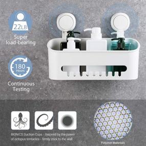 img 3 attached to 🛁 Ilikable Shower Caddy - No-Drilling Suction Cup, Waterproof Bathroom Wall Shelf Organizer for Shampoo, Conditioner, Razors, Soap - White