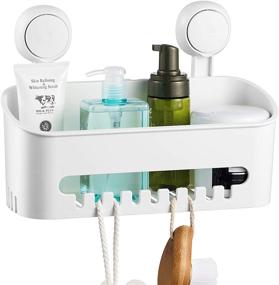 img 4 attached to 🛁 Ilikable Shower Caddy - No-Drilling Suction Cup, Waterproof Bathroom Wall Shelf Organizer for Shampoo, Conditioner, Razors, Soap - White