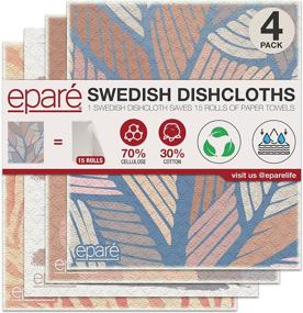 img 4 attached to 🧽 Kitchen Swedish Dishcloths - Set of 4 Eco-Friendly Cellulose Dish Cloth - Reusable Paper Towel & Sponge Cloth by Eparé
