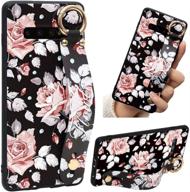 🌸 eouine samsung galaxy s9 case: slim silicone wrist strap phone case with floral pattern, shockproof cover and kickstand logo