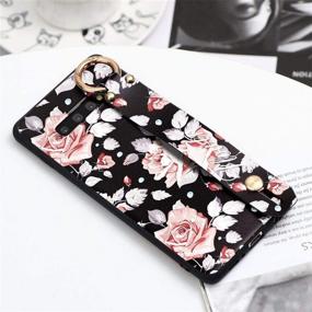 img 3 attached to 🌸 Eouine Samsung Galaxy S9 Case: Slim Silicone Wrist Strap Phone Case with Floral Pattern, Shockproof Cover and Kickstand