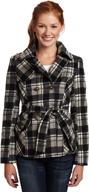 southpole juniors belted plaid trench women's clothing logo