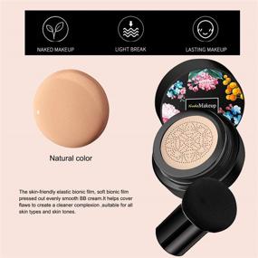 img 3 attached to 🍄 Pack of 2 Mushroom Head Air Cushion BB Cream - Long-lasting Concealer, Moisturizing Brightening Pigment CC Liquid Foundation for Nude Makeup