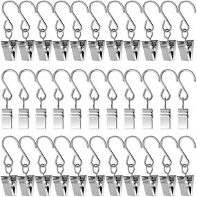 img 4 attached to 60PCS Stainless Steel Curtain Clips with Hooks for Hanging 🔗 Clamp Hangers: Ideal Gutter Hooks for Party String Light Outdoor Wire Holders