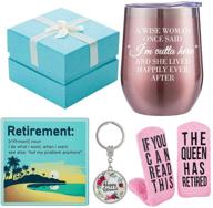 2021 retirement gifts for women - hilarious wine gift basket for retiring ladies, bosses, coworkers, teachers, nurses, moms, grandmas - witty retired wine tumbler, socks, coaster, keychain логотип