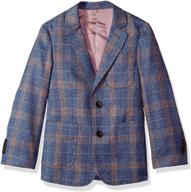 🧥 stylish contrast plaid blazer for boys by isaac mizrahi – available in large size logo