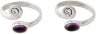 💍 pair of novica curls toe rings with cabochon amethyst in .925 sterling silver logo