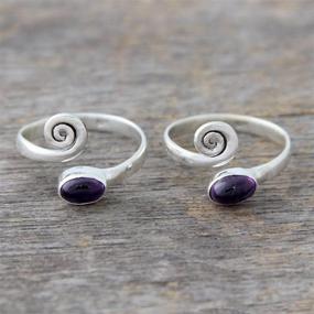 img 2 attached to 💍 Pair of NOVICA Curls Toe Rings with Cabochon Amethyst in .925 Sterling Silver