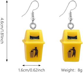 img 1 attached to Unique Handmade Exaggerated Funny Yellow Trash Can Drop Earrings for Fashion-forward Dangle Jewelry Lovers