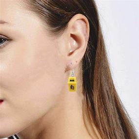 img 2 attached to Unique Handmade Exaggerated Funny Yellow Trash Can Drop Earrings for Fashion-forward Dangle Jewelry Lovers